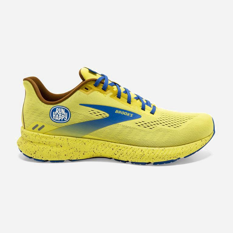 Tenis Brooks Launch 8 Light Cushion - Zapatillas Para Correr En Asfalto Hombre - Doradas / Azules (O